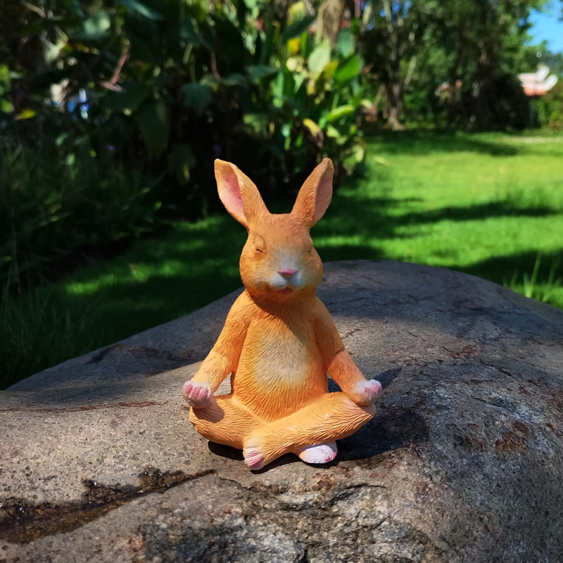 Creative Meditation Bunny Garden Courtyard Decoration Ornaments