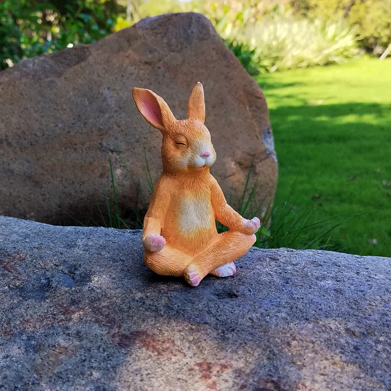 Creative Meditation Bunny Garden Courtyard Decoration Ornaments